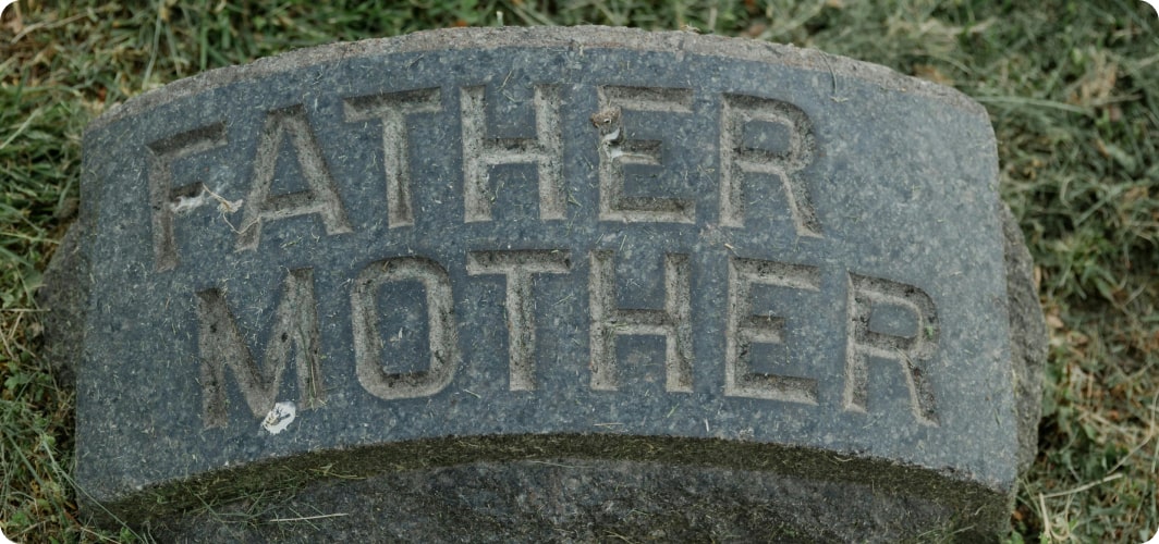 FATHER MOTHER carved headstone